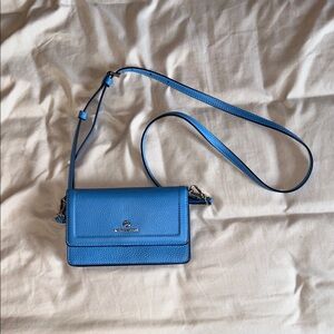 Michael Kors Light Blue Pebbled Leather Crossbody Wallet Purse NWOT